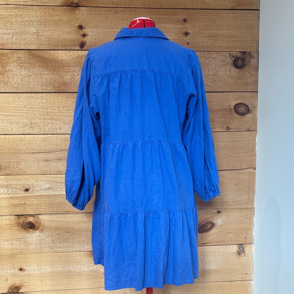 LC Lauren Conrad Royal Blue Long-Sleeve Tiered Button Dress - Picture 3 of 3